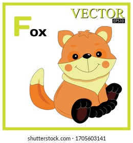Fox illustration for children's books in Vector drawing card for learning letters