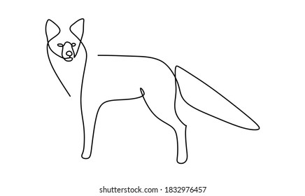Fox Illustration Continuous One Line Drawing