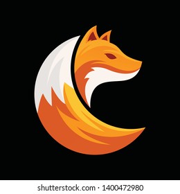 Fox Illustration Forming Circular shape  on BLACK Background
