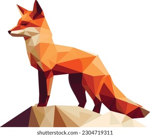 fox illustration graphics in low polygon vector , geometric illustration, low poly style