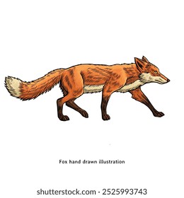 Fox illustration. Fox hand drawn illustration