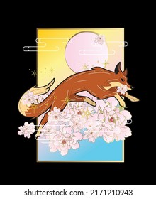 fox illustration with japanese style for kaijune event