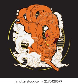 fox illustration with japanese style for kaijune event