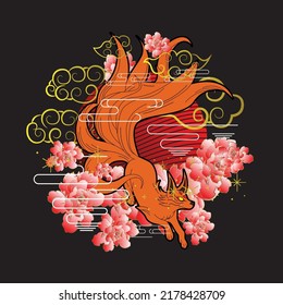 fox illustration with japanese style for kaijune event