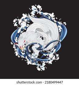 fox illustration with japanese style for kaijune event