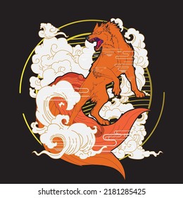 fox illustration with japanese style for kaijune event