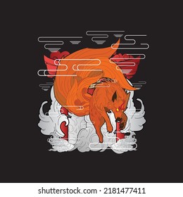 fox illustration with japanese style for kaijune event
