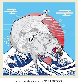 fox illustration with japanese style for kaijune event
