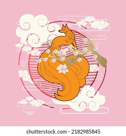 fox illustration with japanese style for kaijune event