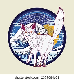 fox illustration with japanese style for kaijune event