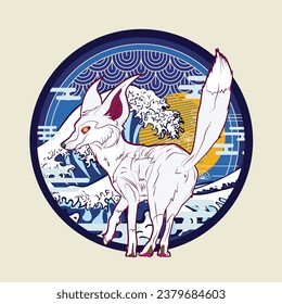 fox illustration with japanese style for kaijune event