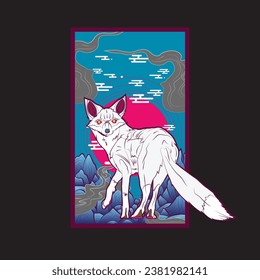 fox illustration with japanese style for kaijune event