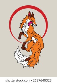 fox illustration with japanese style for kaijune event