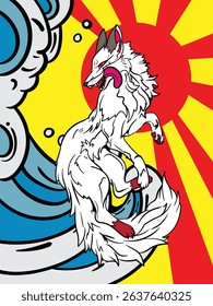 fox illustration with japanese style for kaijune event