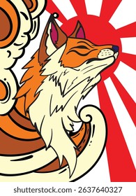 fox illustration with japanese style for kaijune event