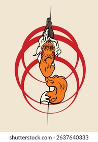 fox illustration with japanese style for kaijune event