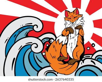 fox illustration with japanese style for kaijune event