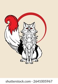 fox illustration with japanese style for kaijune event