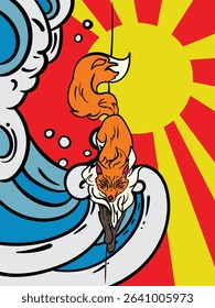 fox illustration with japanese style for kaijune event