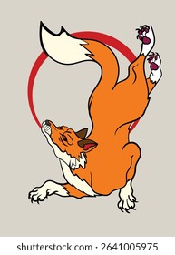 fox illustration with japanese style for kaijune event