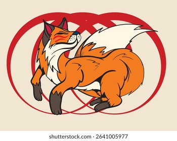 fox illustration with japanese style for kaijune event