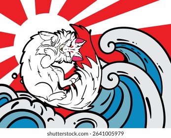 fox illustration with japanese style for kaijune event