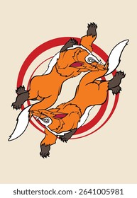 fox illustration with japanese style for kaijune event