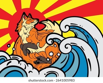 fox illustration with japanese style for kaijune event
