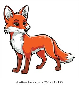 Fox illustration on white background. Clever canine vector for forest and cunning animal themes.