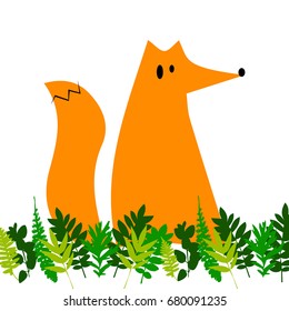 fox, illustration, orange, wild, animal, cartoon, art, vector, wildlife