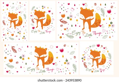 fox illustration set (horizontal and vertical in size)