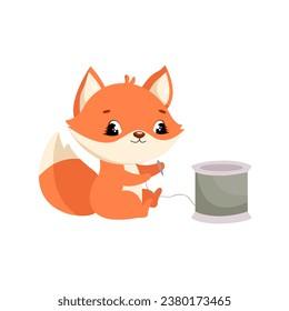 Fox illustration. Sewing and needlework.