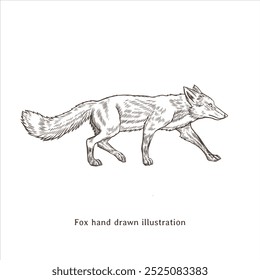 Fox illustration. Vintage fox hand drawn illustration