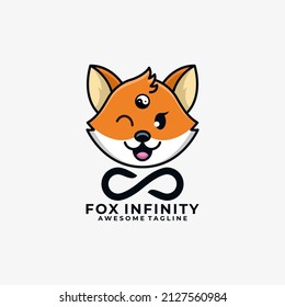Fox infinity logo design vector flat color