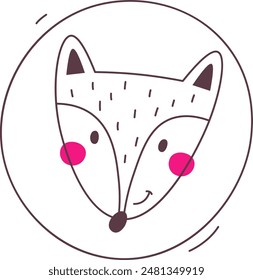 Fox In Inflatable Ring Outline Vector Illustration