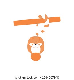 Fox. Isolated funny fox with a long striped tail. Cute cartoon character icon of a mammalian animal.