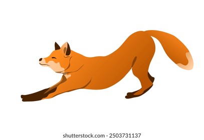 Zorro aislado sobre fondo blanco. Imagen brillante del zorro rojo para los niños. Ilustración vectorial. Animal del bosque.