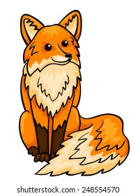 Fox isolated on white. Vector cartoon illustration.