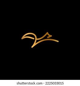 Fox Jump Logo vector With Gold Color