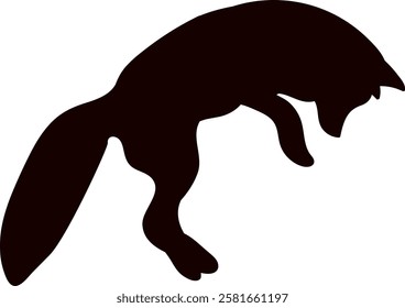 fox jumping silhouette on white background vector