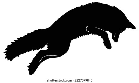 Fox jumping silhouette Vector wolf illustration isolated on white background