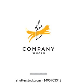 fox jumping through movie film vector logo design template. eps10