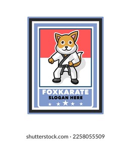 Fox karate mascot badge illustration