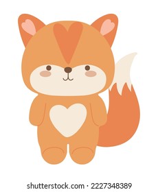 fox kawaii animal icon isolated