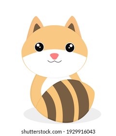 Fox kawaii cute Brown animal Cartoon illustration Vector