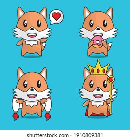 fox kawaii cute mascot design character