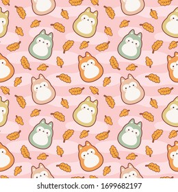 fox kawaii silhouette seamless pattern background, Vector illustration