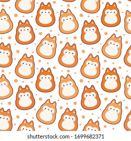 fox kawaii silhouette seamless pattern background, Vector illustration