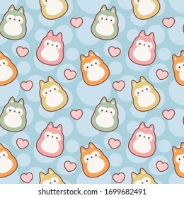 fox kawaii silhouette seamless pattern background, Vector illustration