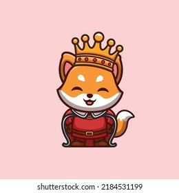 Fox King Cute Creative Kawaii Cartoon Mascot Logo